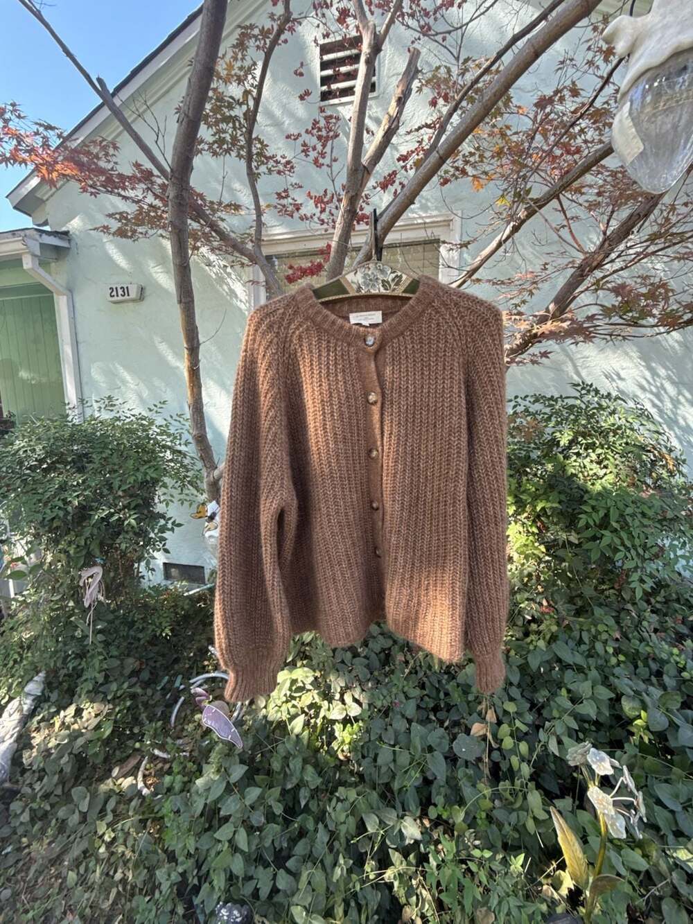 Sezane Gaspard Cardigan Sweater Size XXXL Brown Mohair Blend